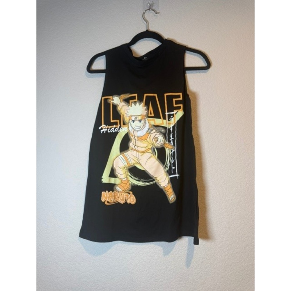 Naruto Shippuden Hidden Leaf Graphic Muscle Tank Tee‎ Black Sz S Shirt